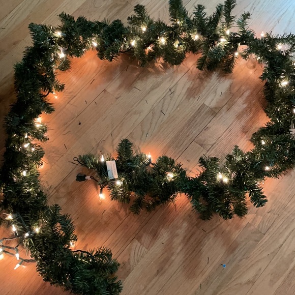 ~7.5 ft garland greenery with lights